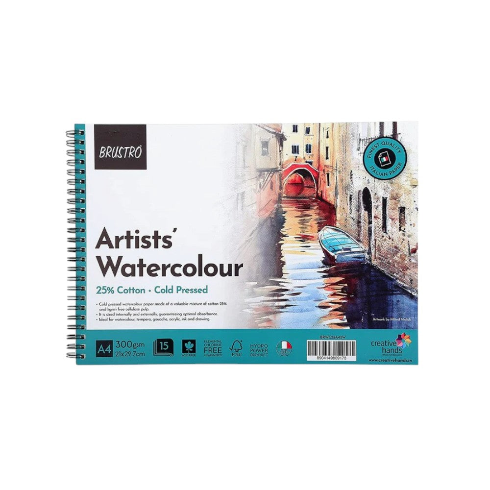 Brustro Watercolour Pad - 25% Cotton - Cold Pressed - 200/300 GSM